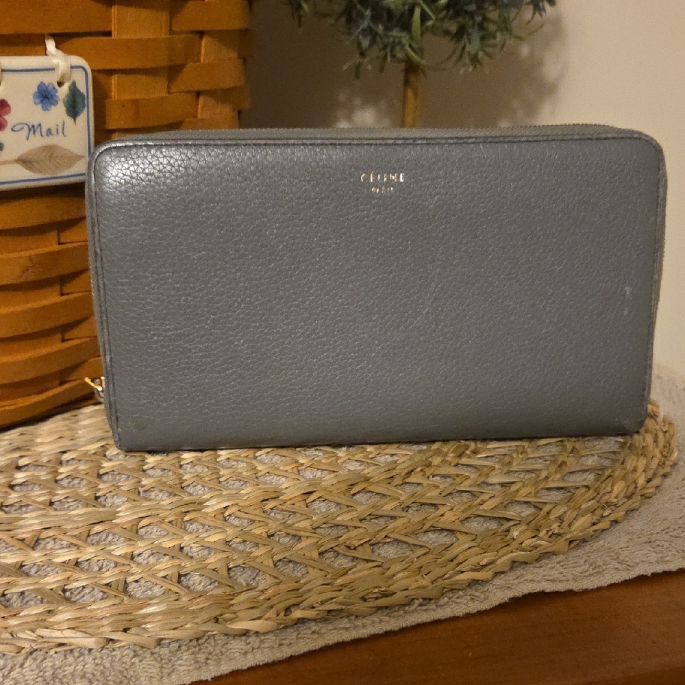 Celine Gray Leather Wallet Minimalist Design VGUC !!